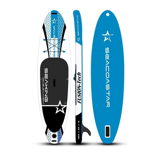 SEACOASTAR SEAKING CARBON-SET (325x80x15) dubbellaags SUP paddleboard blauw